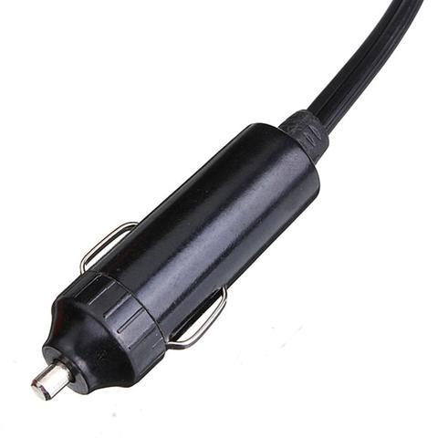 Black car charger plug on a white background