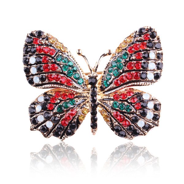 Elegant Rhinestone Butterfly Brooch Pin for Women's Wedding Dress - AmiraMart