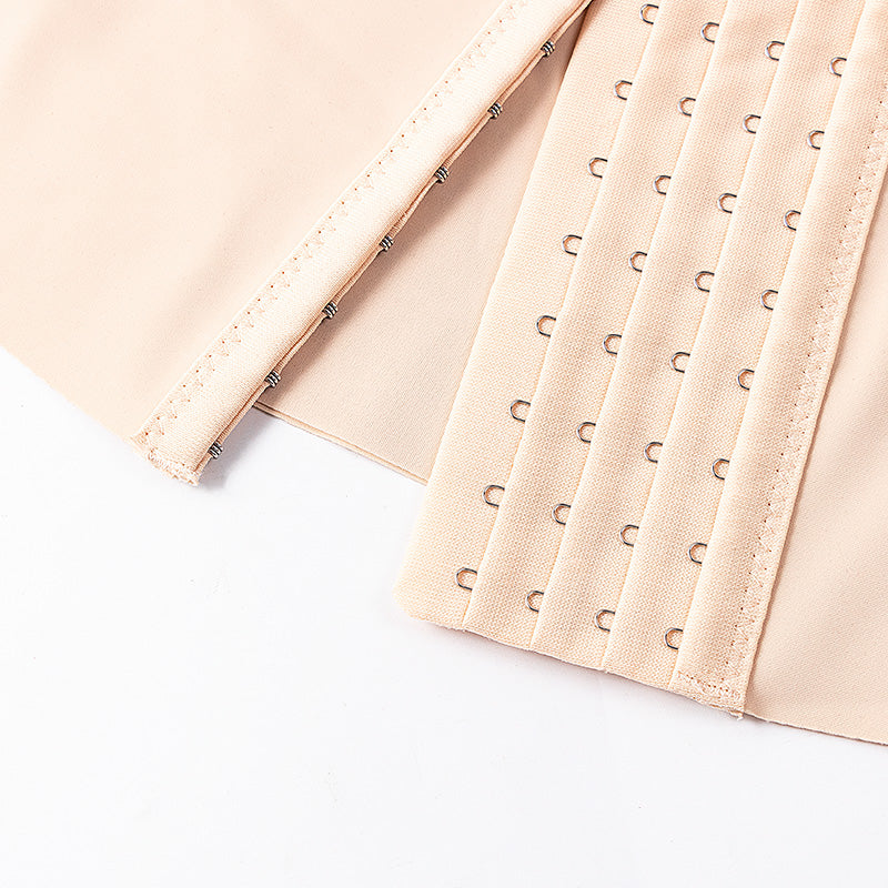 Beige undergarment straps with grommets on a white background
