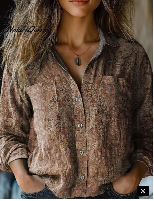 3D Printed Linen Top for Women - Elegant & Breathable Blouse - AmiraMart