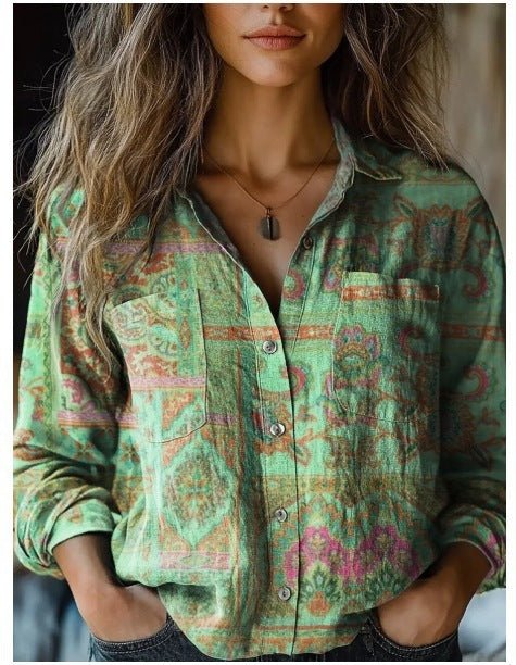 3D Printed Linen Top for Women - Elegant & Breathable Blouse - AmiraMart