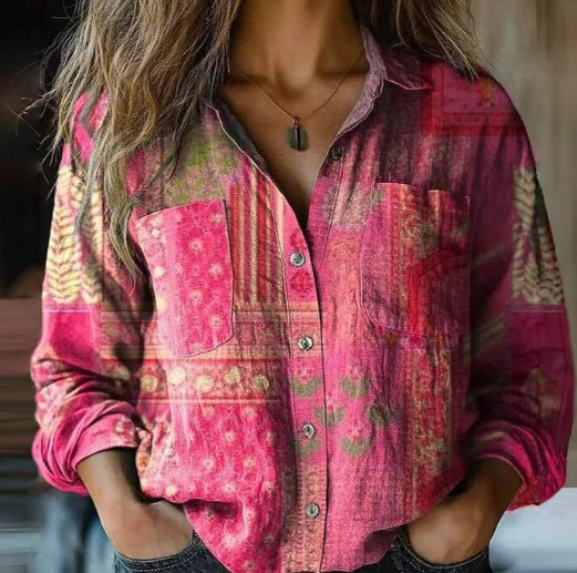 3D Printed Linen Top for Women - Elegant & Breathable Blouse - AmiraMart
