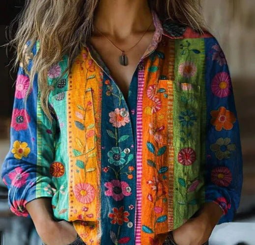 3D Printed Linen Top for Women - Elegant & Breathable Blouse - AmiraMart