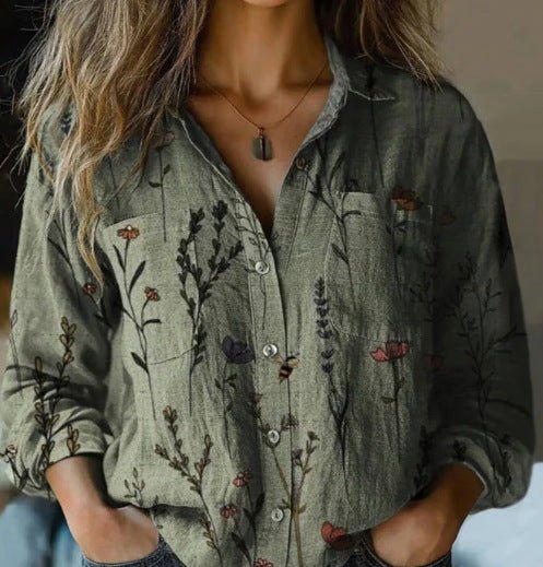 3D Printed Linen Top for Women - Elegant & Breathable Blouse - AmiraMart