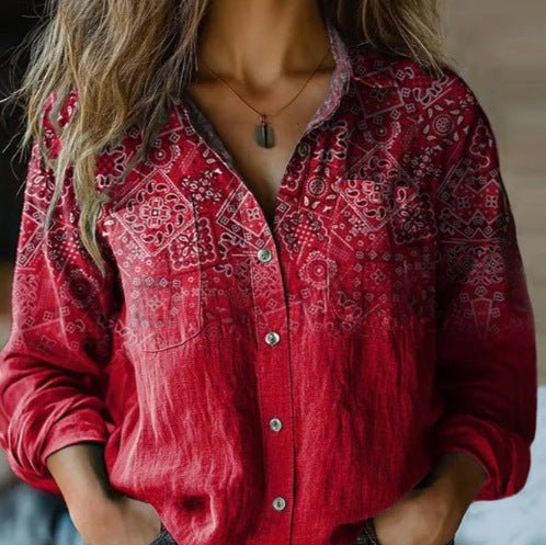 3D Printed Linen Top for Women - Elegant & Breathable Blouse - AmiraMart