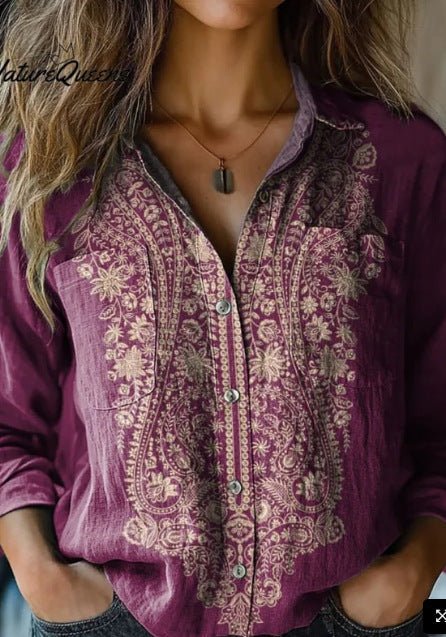 3D Printed Linen Top for Women - Elegant & Breathable Blouse - AmiraMart