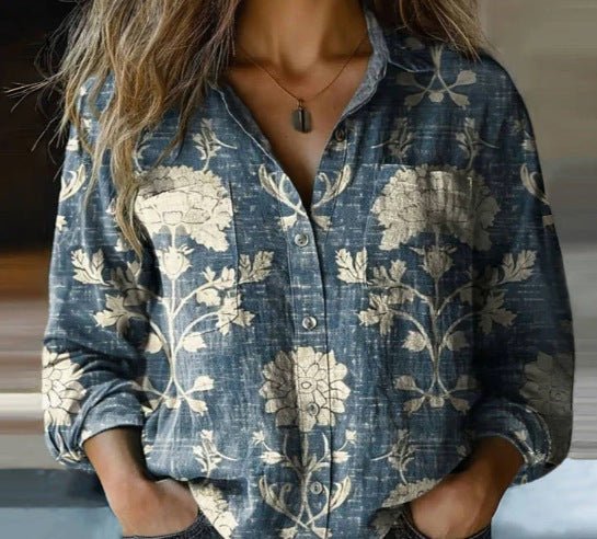 3D Printed Linen Top for Women - Elegant & Breathable Blouse - AmiraMart