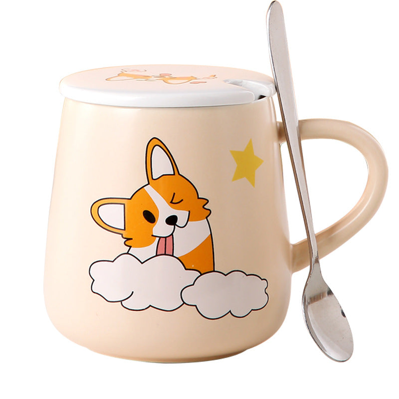 Cartoon Cute Corgi Ceramic Mug Large Capacity - AmiraMart