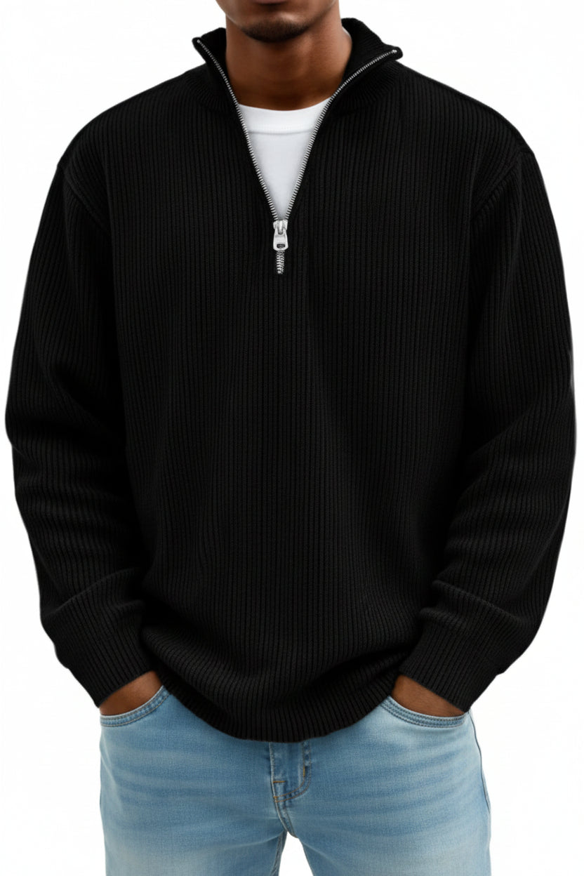 Corduroy Zipper Stand Collar Sweatshirt - AmiraMart