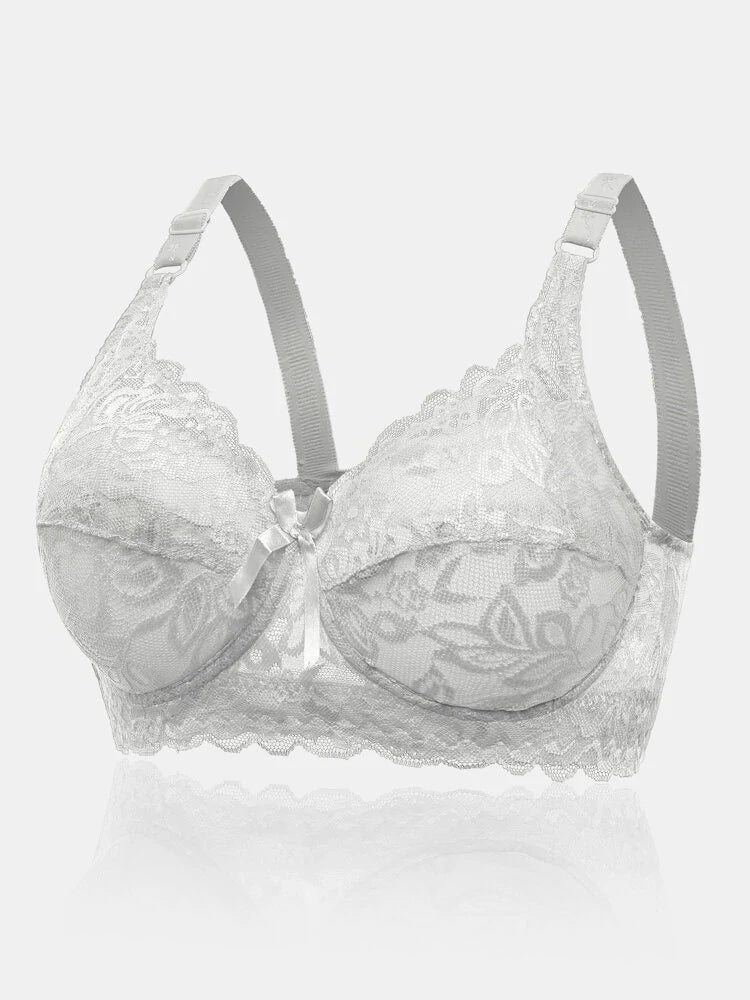 Plus Size Cotton Cup Adjustable Lace Sexy Bra - AmiraMart