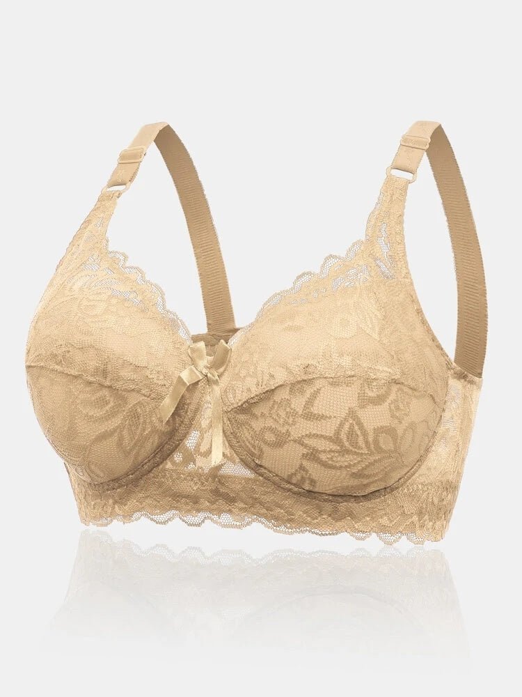 Plus Size Cotton Cup Adjustable Lace Sexy Bra - AmiraMart