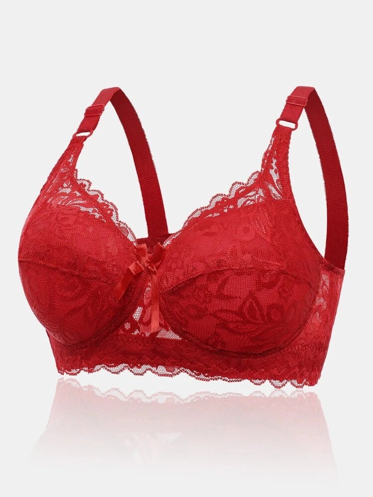 Plus Size Cotton Cup Adjustable Lace Sexy Bra - AmiraMart