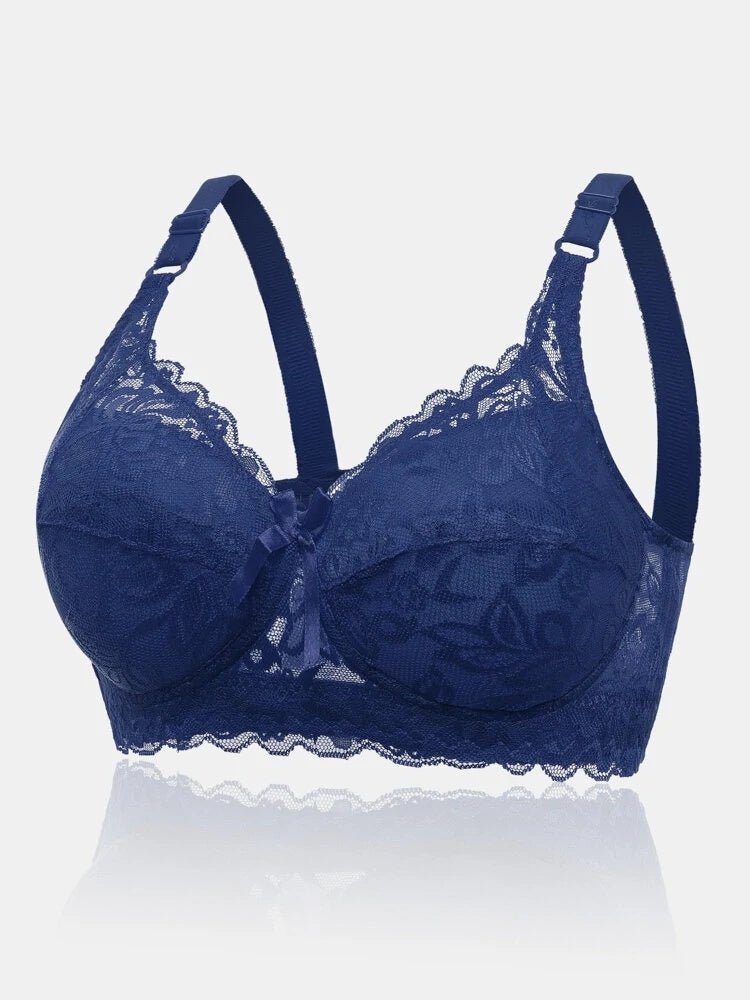 Plus Size Cotton Cup Adjustable Lace Sexy Bra - AmiraMart