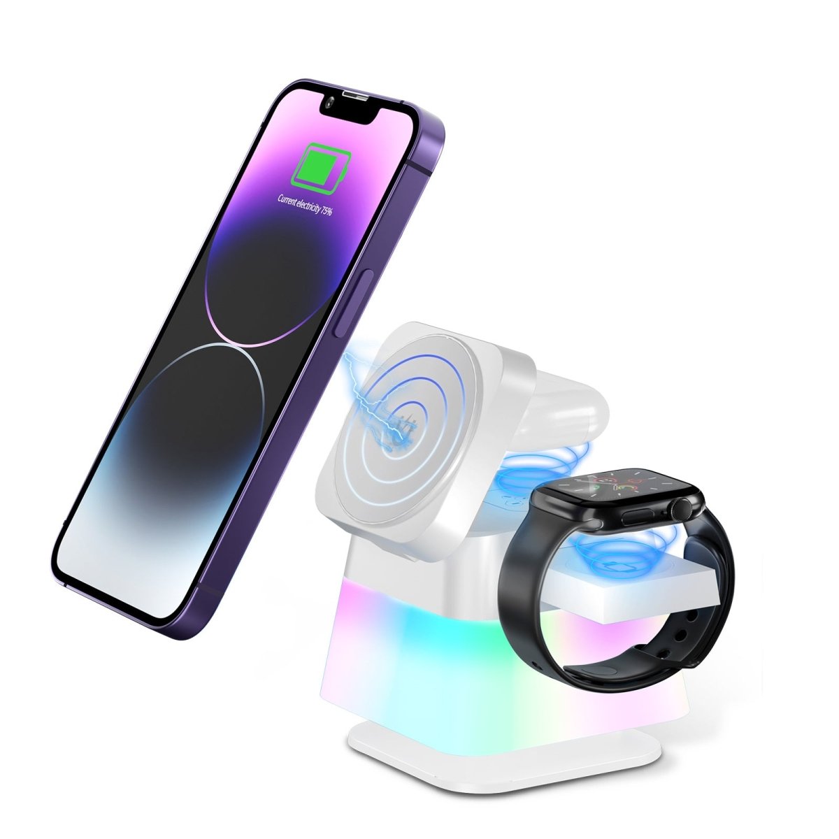 4 In 1 Rotatable Colorful Lighting Wireless Charger Stand - AmiraMart