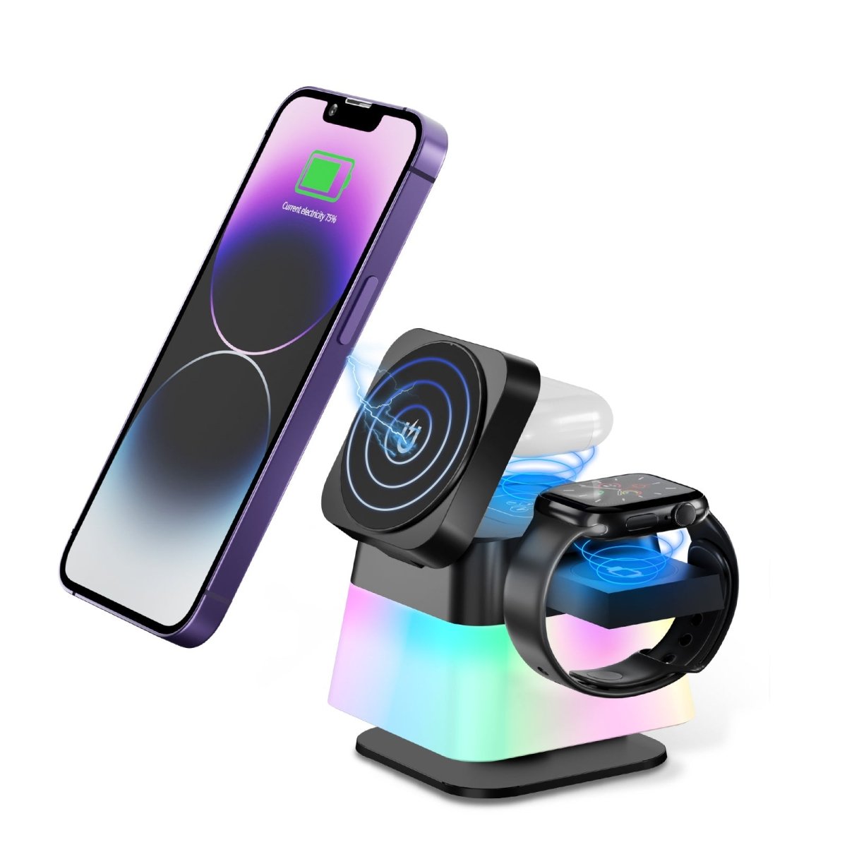 4 In 1 Rotatable Colorful Lighting Wireless Charger Stand - AmiraMart