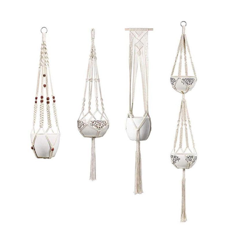 4 Pack - Macrame Hanging Baskets - AmiraMart