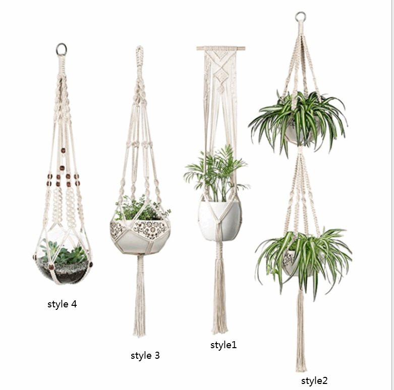 4 Pack - Macrame Hanging Baskets - AmiraMart