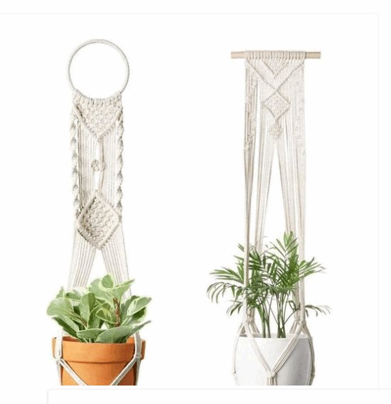 4 Pack - Macrame Plant Hangers & Shelf - AmiraMart