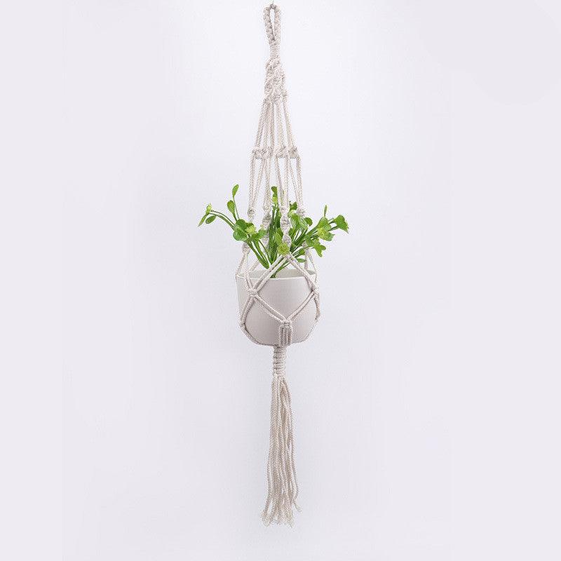 4 Pack - Macrame Plant Hangers & Shelf - AmiraMart