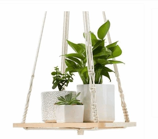 4 Pack - Macrame Plant Hangers & Shelf - AmiraMart