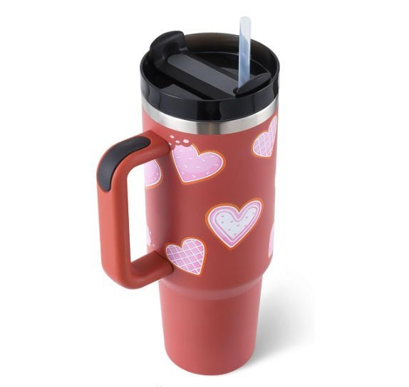40 Oz Tumbler With Handle Straw Insulated - AmiraMart