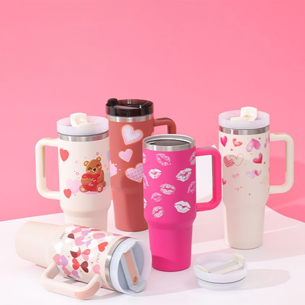 40 Oz Tumbler With Handle Straw Insulated - AmiraMart