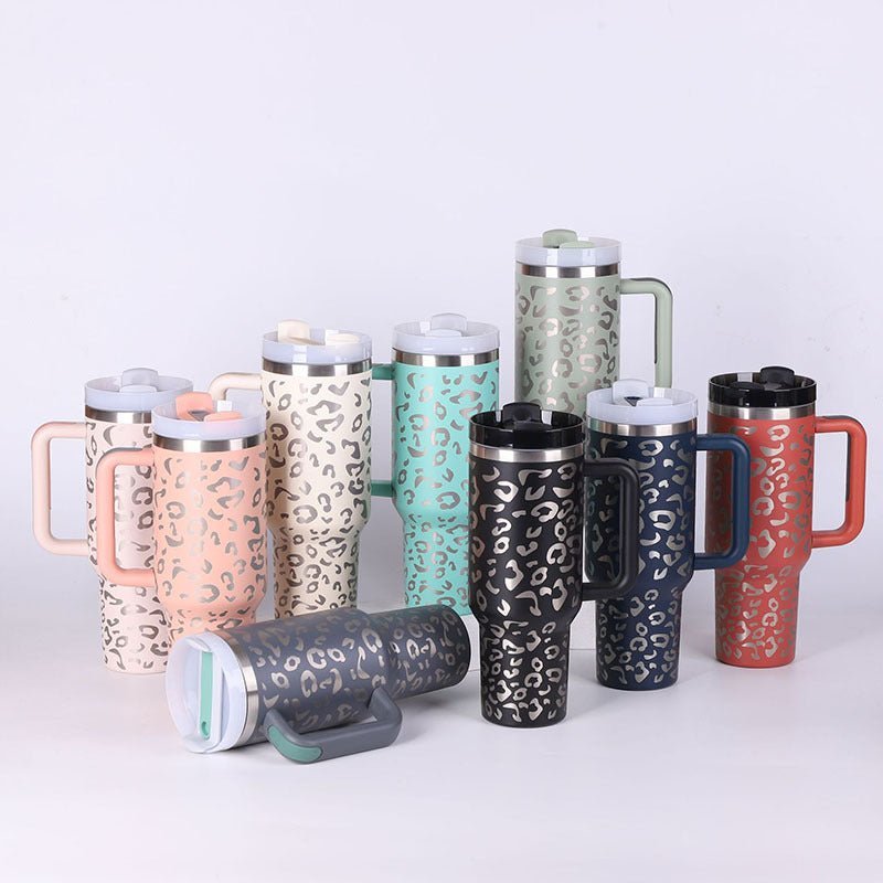 40 Oz Tumbler With Handle Straw Insulated - AmiraMart