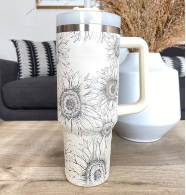 40 Oz Tumbler With Handle Straw Insulated - AmiraMart