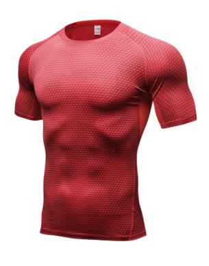 Red textured short-sleeve shirt on a white background