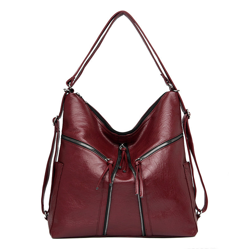 Soft Leather Versatile Leisure Shoulder Bag Multifunctional Backpack - AmiraMart