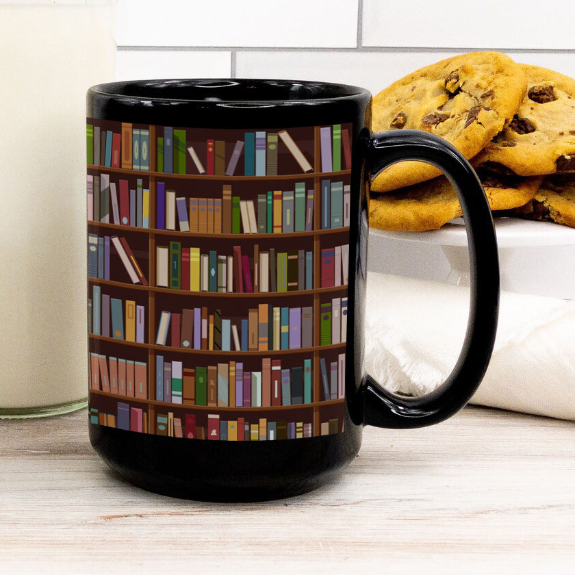 Bookshelf Library Book Fan Large Capacity Ceramic Coffee Mug - AmiraMart