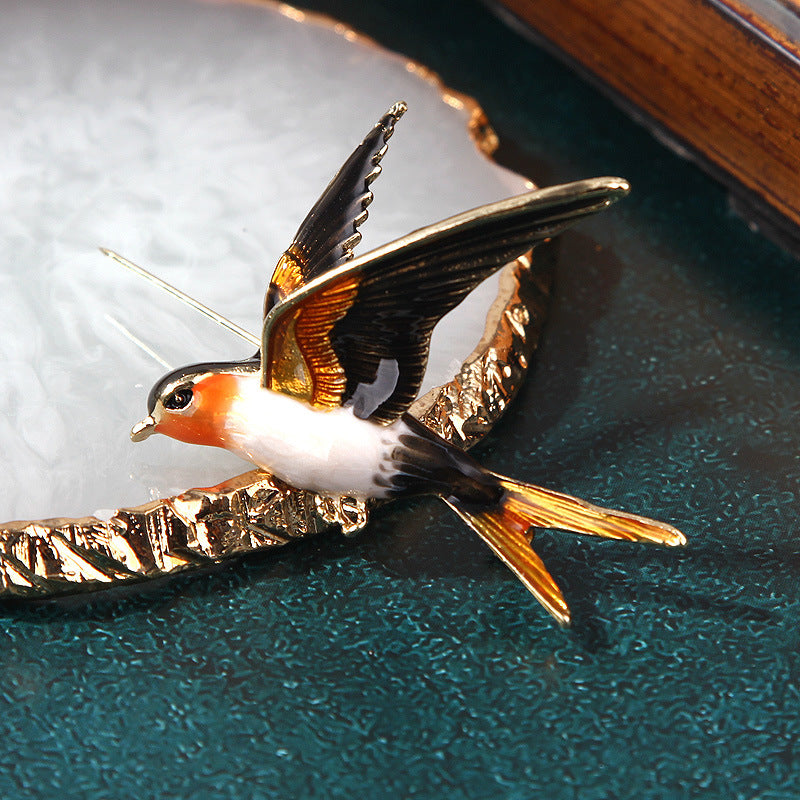 Alloy Diamond Color Swallow Brooch - AmiraMart