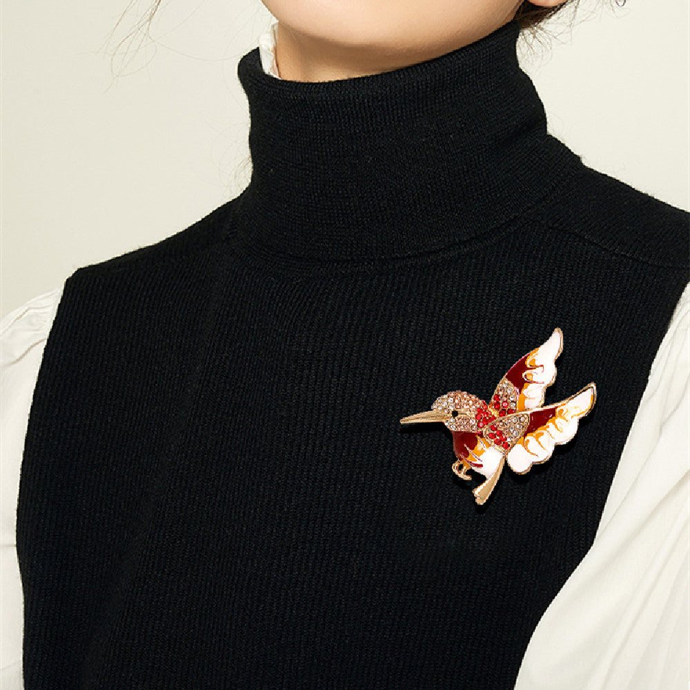 Fashion Women's Colorful Hummingbird Paint Brooch - AmiraMart