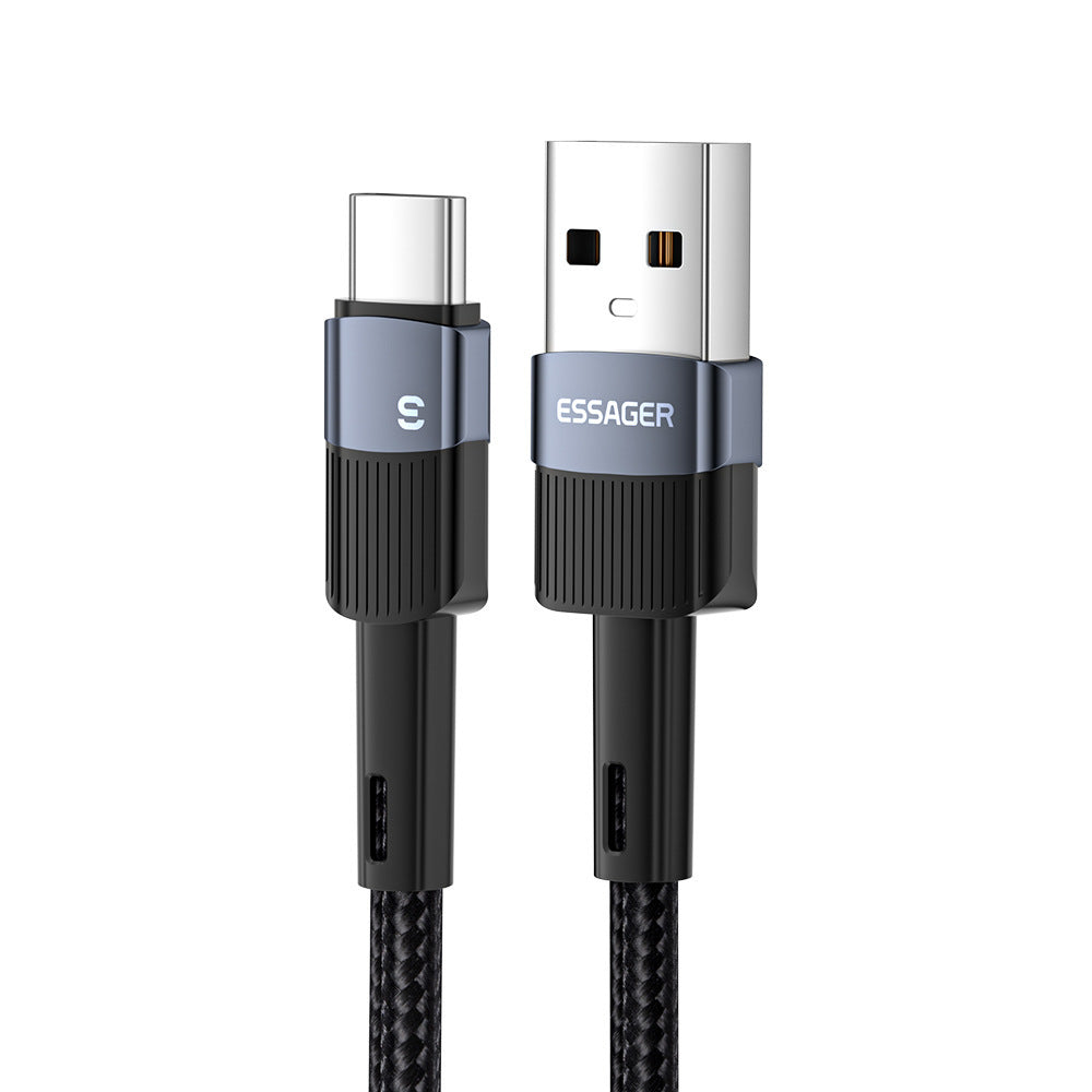 USB cable with one end being USB-C and the other end being USB-A, branded 'ESSAGER'.