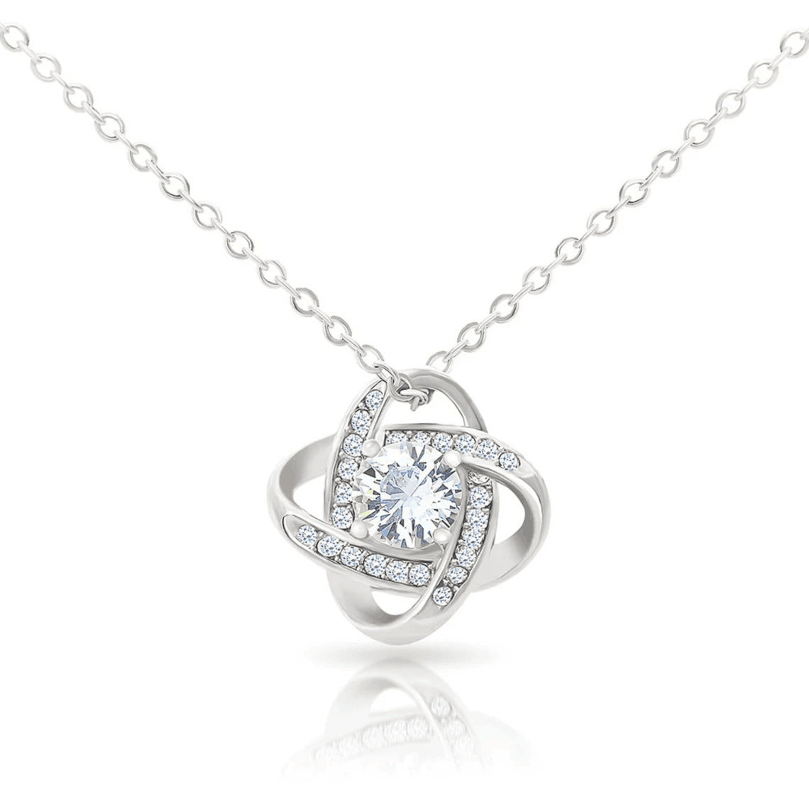 Silver necklace with a heart-shaped pendant on a white background