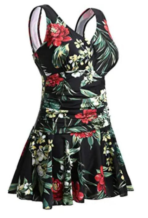 Conservative Women's Plus Size Printed Cherry One-piece Swimsuit - AmiraMart