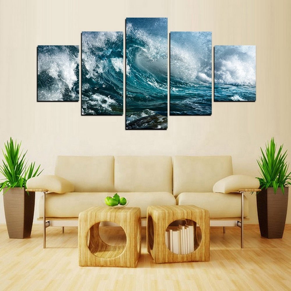 5 Pieces Ocean Wave Canvas - AmiraMart