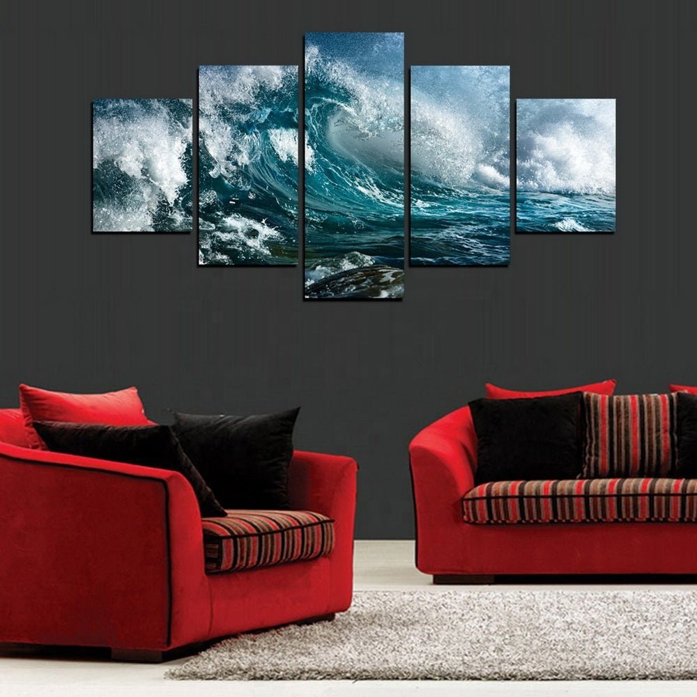 5 Pieces Ocean Wave Canvas - AmiraMart