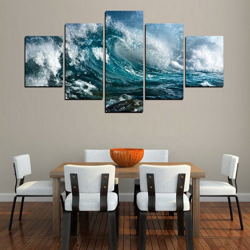 5 Pieces Ocean Wave Canvas - AmiraMart