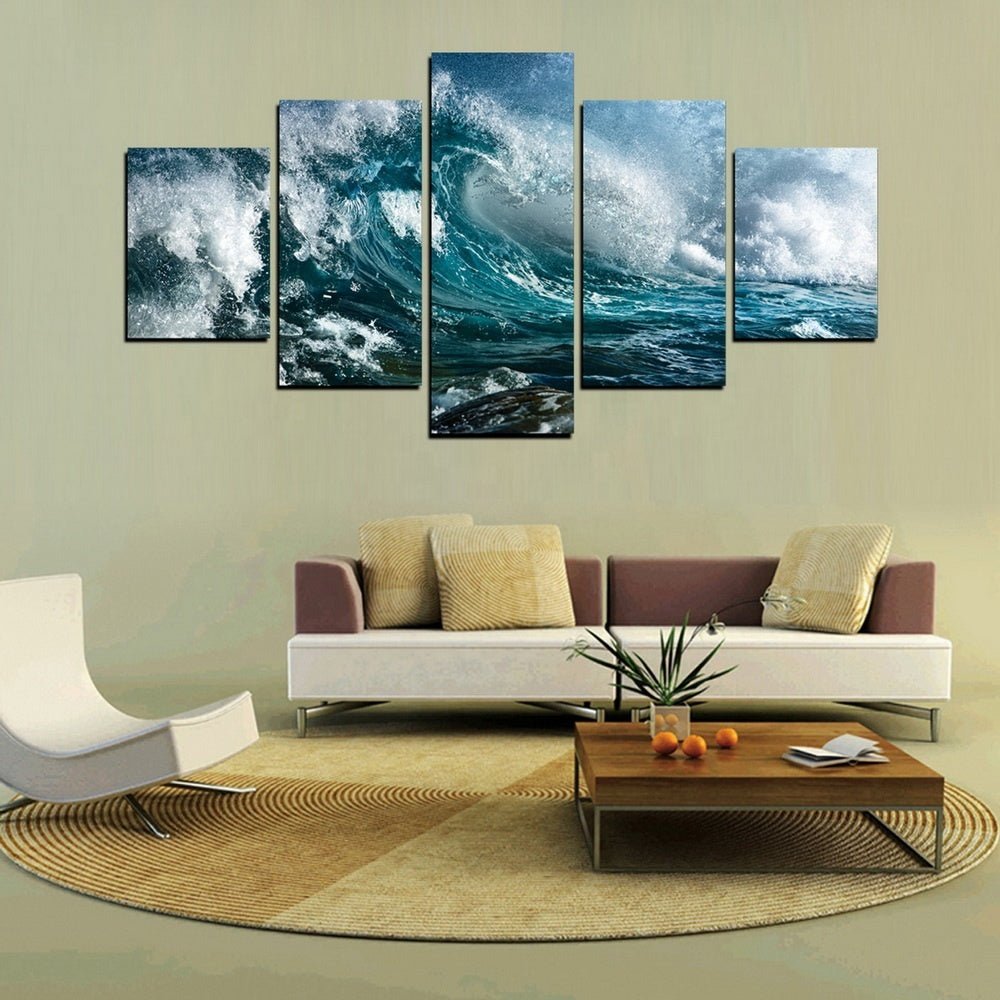 5 Pieces Ocean Wave Canvas - AmiraMart