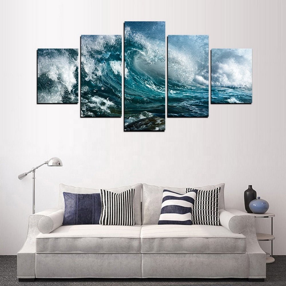 5 Pieces Ocean Wave Canvas - AmiraMart