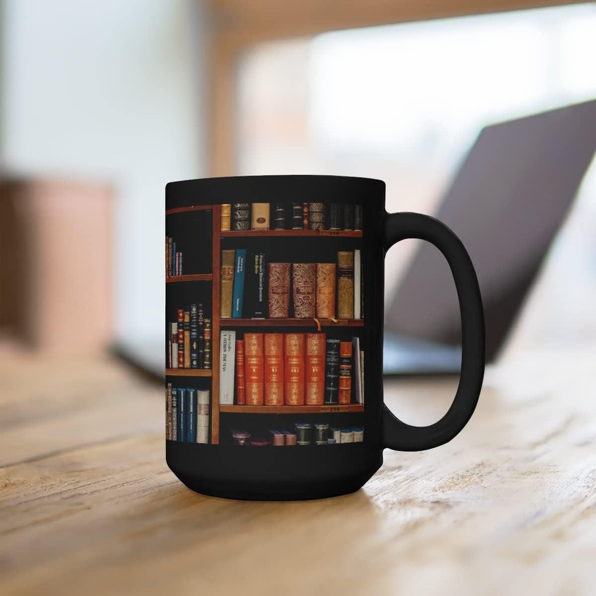 Bookshelf Library Book Fan Large Capacity Ceramic Coffee Mug - AmiraMart