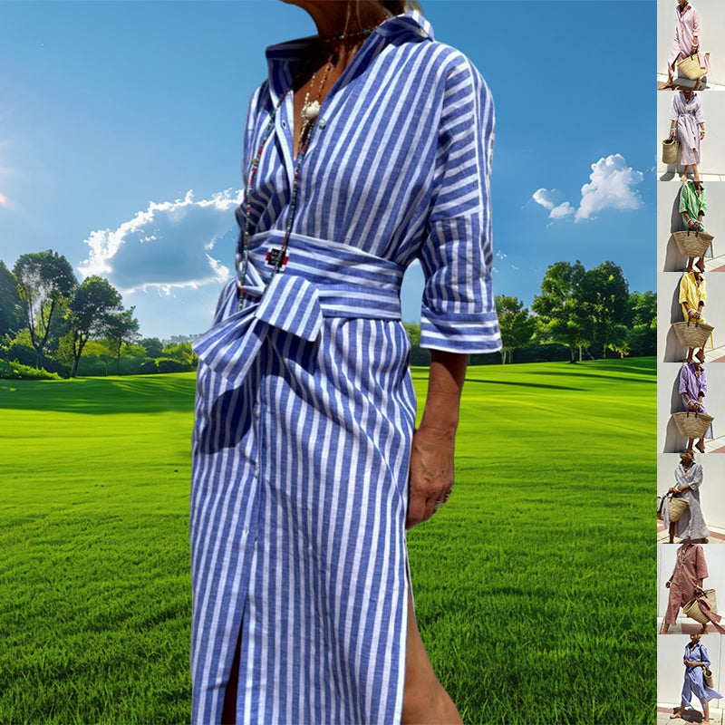 Belted Striped Shirt Dress: Versatile Style
