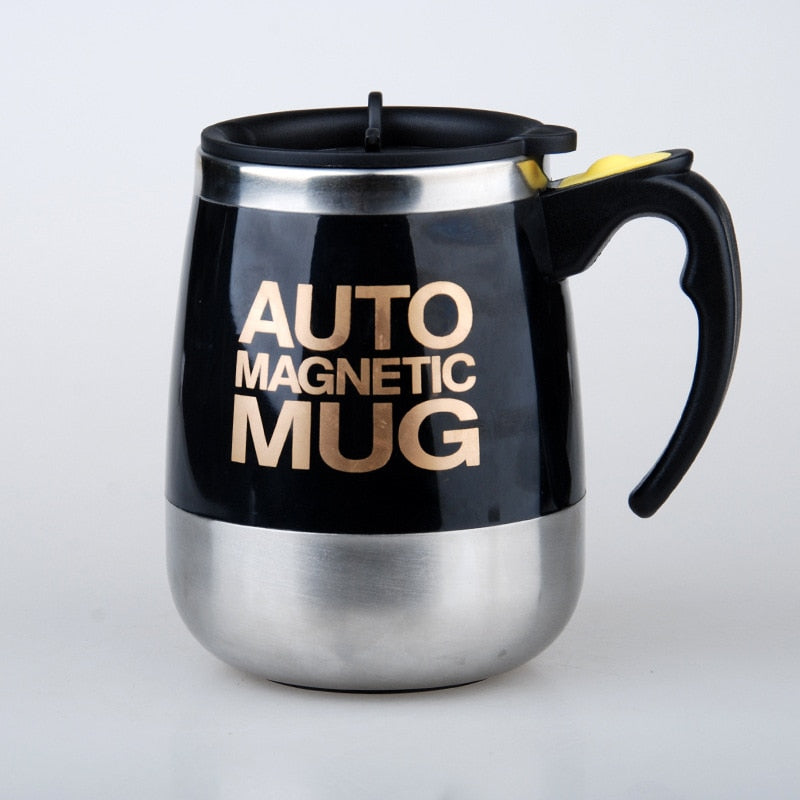 Auto Magnetic Mug with black interior and handle on a white background
