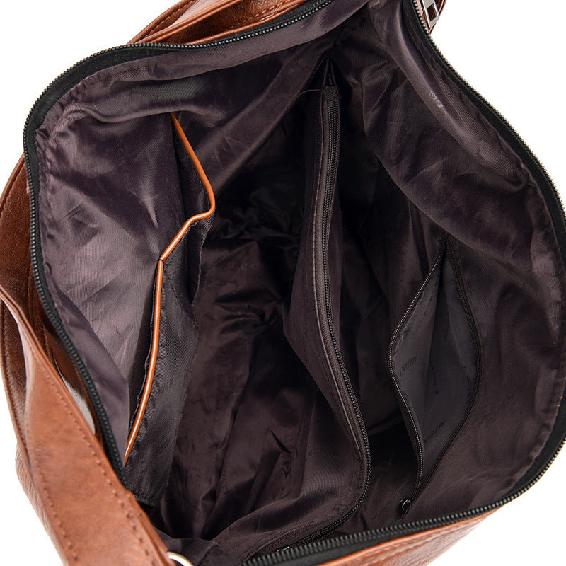 Soft Leather Versatile Leisure Shoulder Bag Multifunctional Backpack - AmiraMart