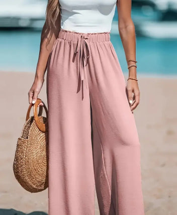 Women's Drawstring Loose Casual Wide-leg Trousers - AmiraMart