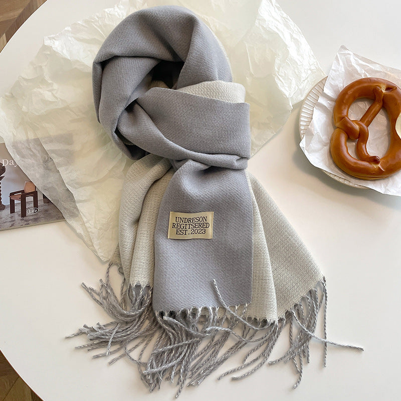 Double - sided Artificial Cashmere Scarf - AmiraMart