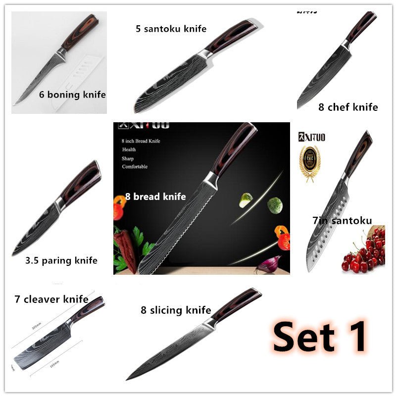 6 - Pc/8 - Pc Kitchen Knife Set – Chef & Cooking Tools - AmiraMart