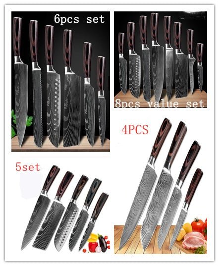6 - Pc/8 - Pc Kitchen Knife Set – Chef & Cooking Tools - AmiraMart