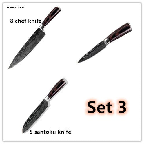 6 - Pc/8 - Pc Kitchen Knife Set – Chef & Cooking Tools - AmiraMart